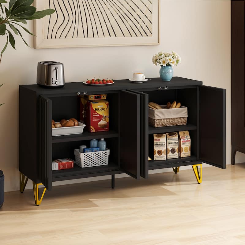 55" Storage Cabinet, Metal Storage Organizer with 2-Tier Adjustable Shelves for Living Room or Home