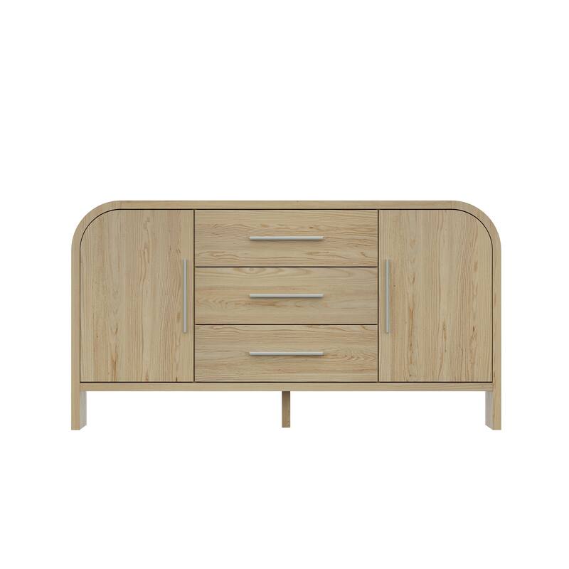 Rounded - corner Storage Cabinet: Light Wood Finish with a Soft - edged Design for Ample Storage