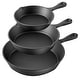 preview thumbnail 1 of 3, Pre-Seasoned Cast Iron Skillet 3 Piece Set Black