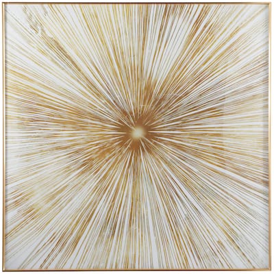 Porcelain Ceramic Starburst Radial Living Room Wall Decor with Gold Aluminum Frame - Gold - CosmoLiving by Cosmopolitan