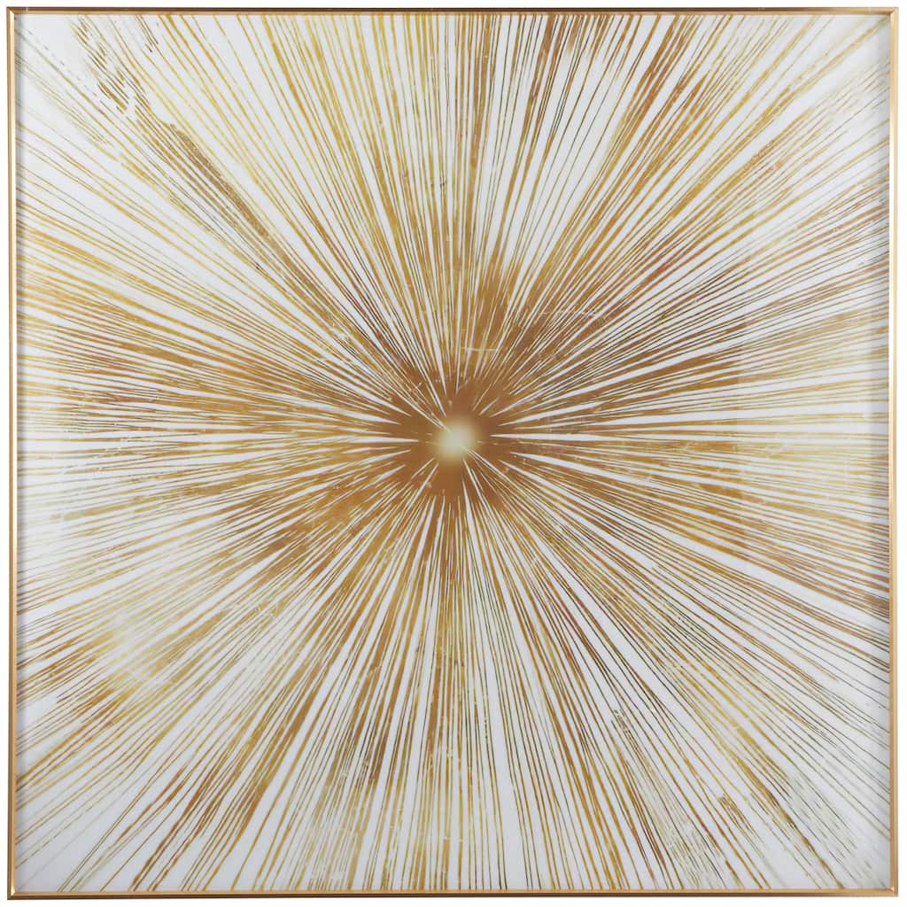 Porcelain Ceramic Starburst Radial Living Room Wall Decor with Gold Aluminum Frame - Gold - CosmoLiving by Cosmopolitan