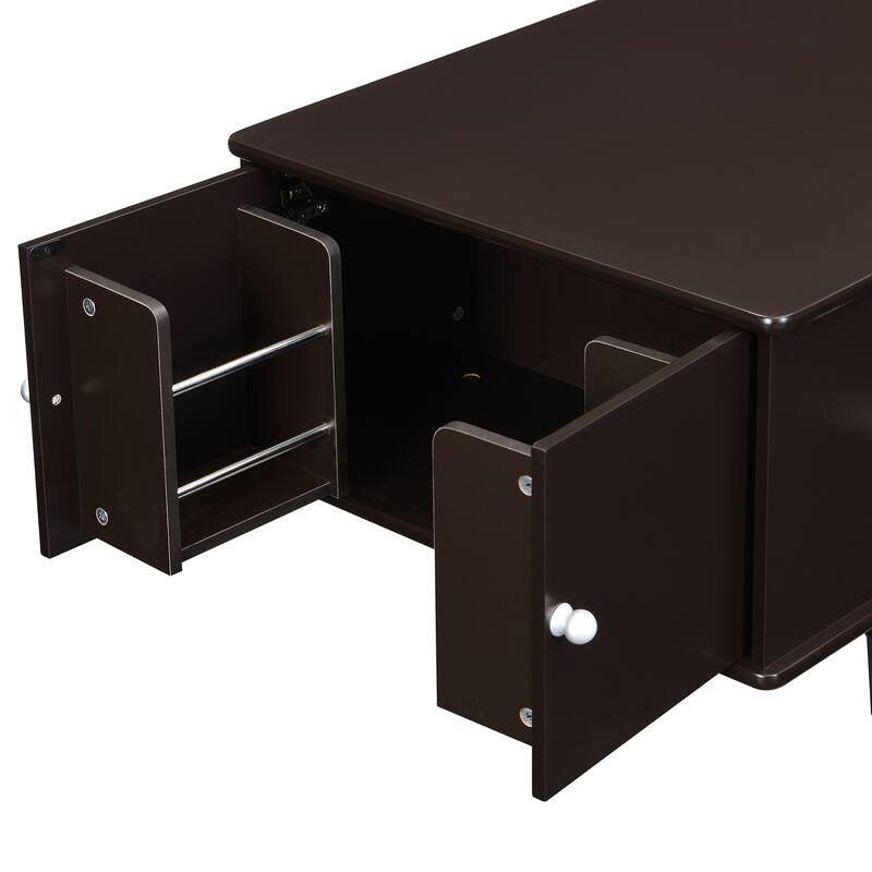 Wood Storage Coffee Table with 4 Drawers, Hidden Storage Compartments