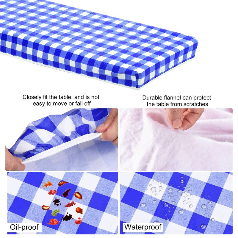 Picnic Table Cover PVC Vinyl Fitted 6ft Tablecloth w Flannel Backing - 197 x 90 cm