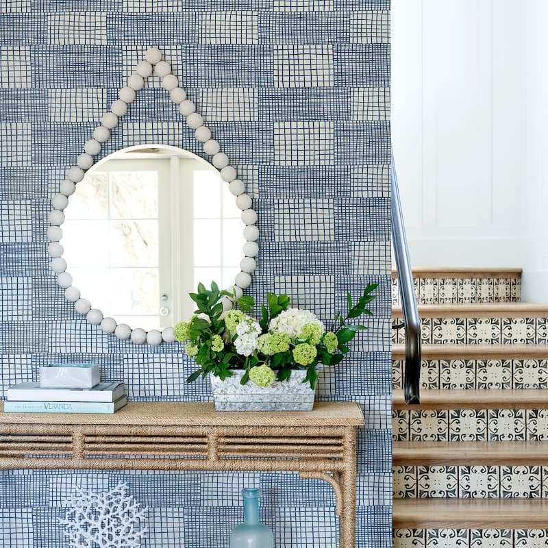 A-Street Prints Maxwell Blue Geometric Wallpaper