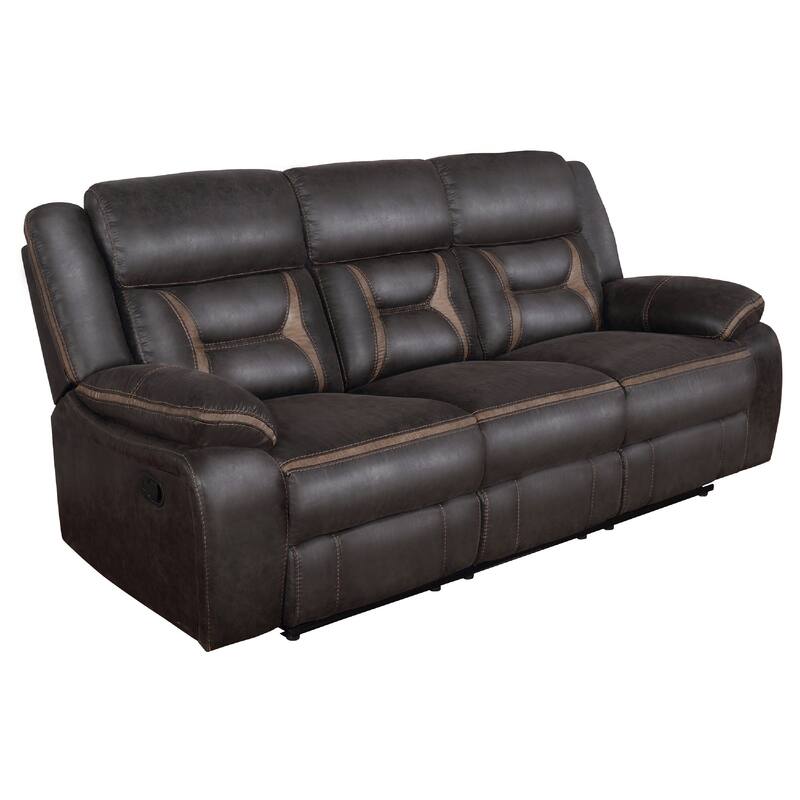Garie 2pc Manual Reclining Sofa and Loveseat Set, Brown Faux Leather