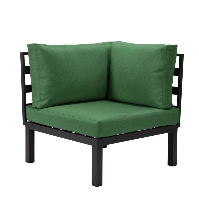 LeisureMod Hamilton 2-Piece Modern Corner Lounge Chair Loveseat - Polyester Upholstered Sofa for Patio Garden Porch Backyard