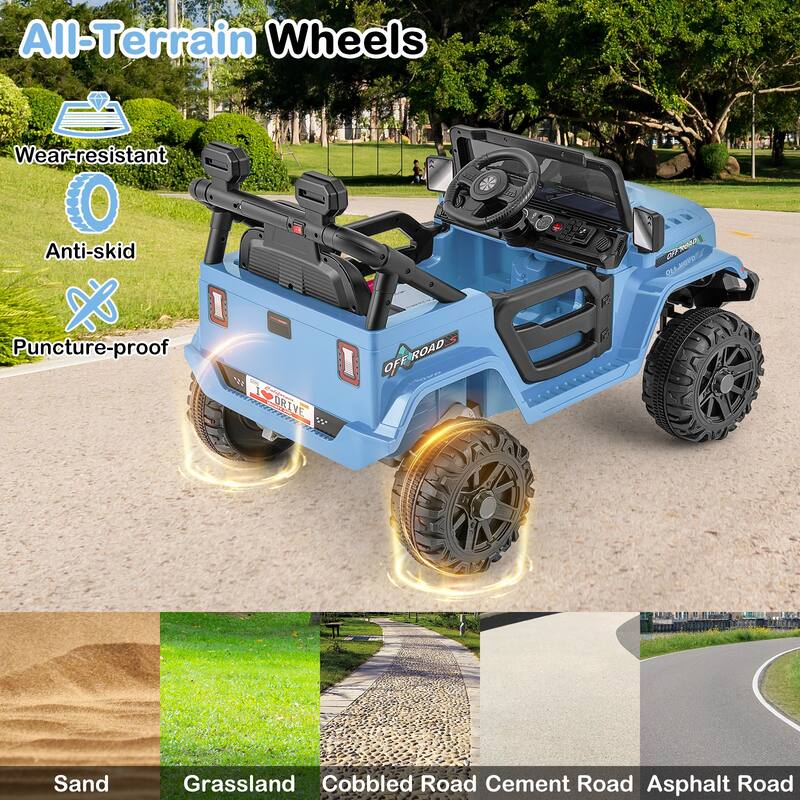 Gymax 12V Kids Ride on Truck Car w/ Remote Control Threaded Wheels 3