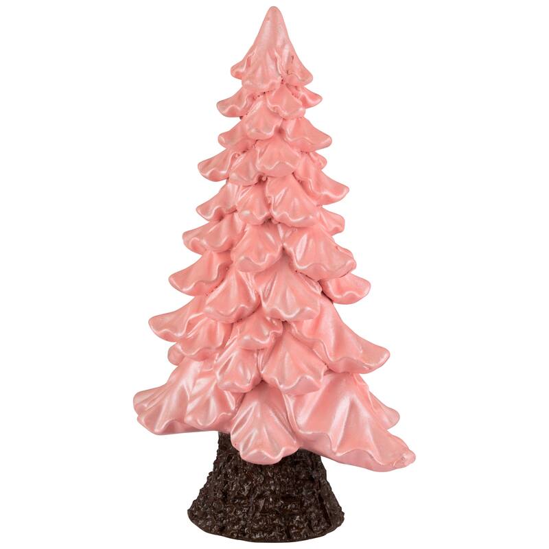 Iridescent Pearl Glazed Downswept Tree Christmas Decoration - 9.25" - Pink