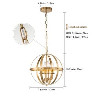 Starsky 4-Light 12.5in Modern Open Caged Light Fixture Lantern Globe Chandelier