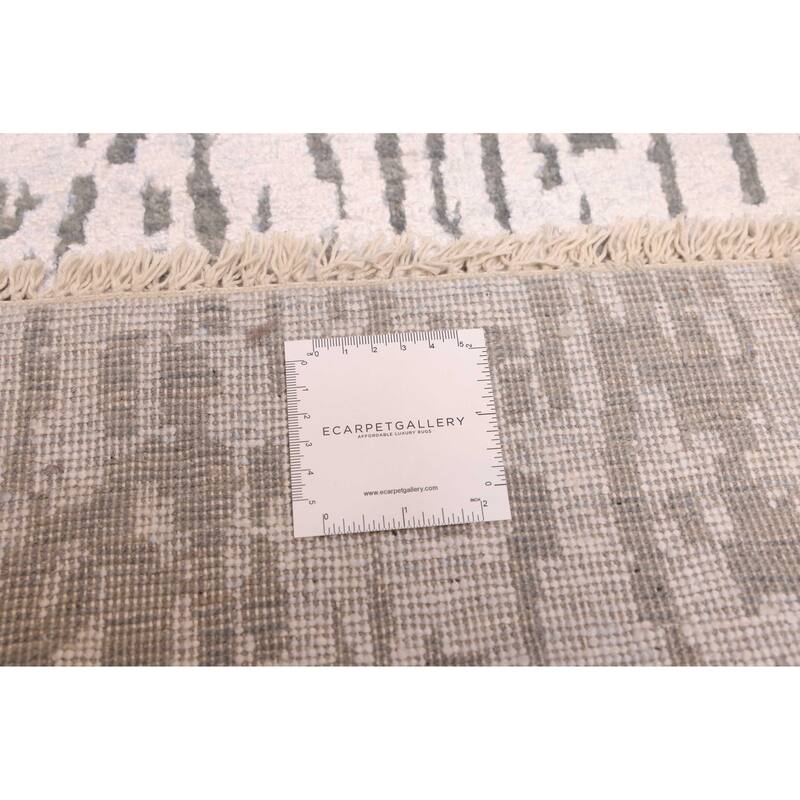 ECARPETGALLERY Hand-knotted Legacy Light Blue Silk, Wool Rug - 2'6 x 12'0