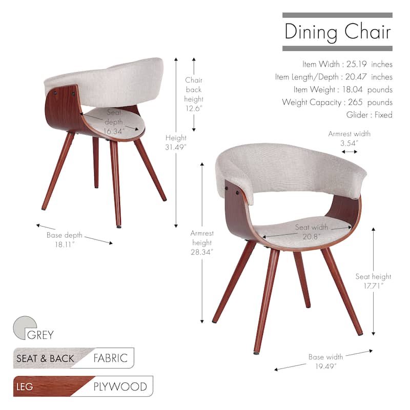 Porthos Home Finola Fabric Mid-Century Dining Chair