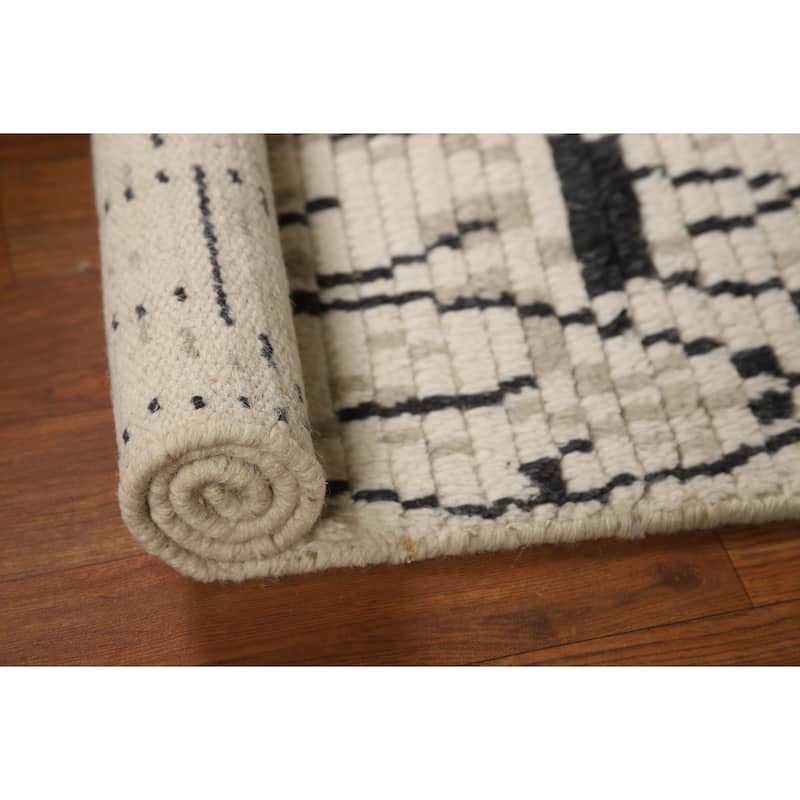 Geometric Moroccan Oriental Foyer Rug Handmade Stripe Wool Carpet - 2'0"x 3'0"