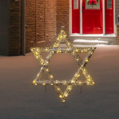 LED Lighted Sequined Star of David Hanukkah Outdoor Decoration - 36"