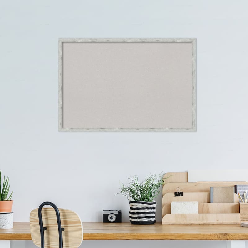 Imprint Light Pewter Wood Framed Grey Corkboard Bulletin Board