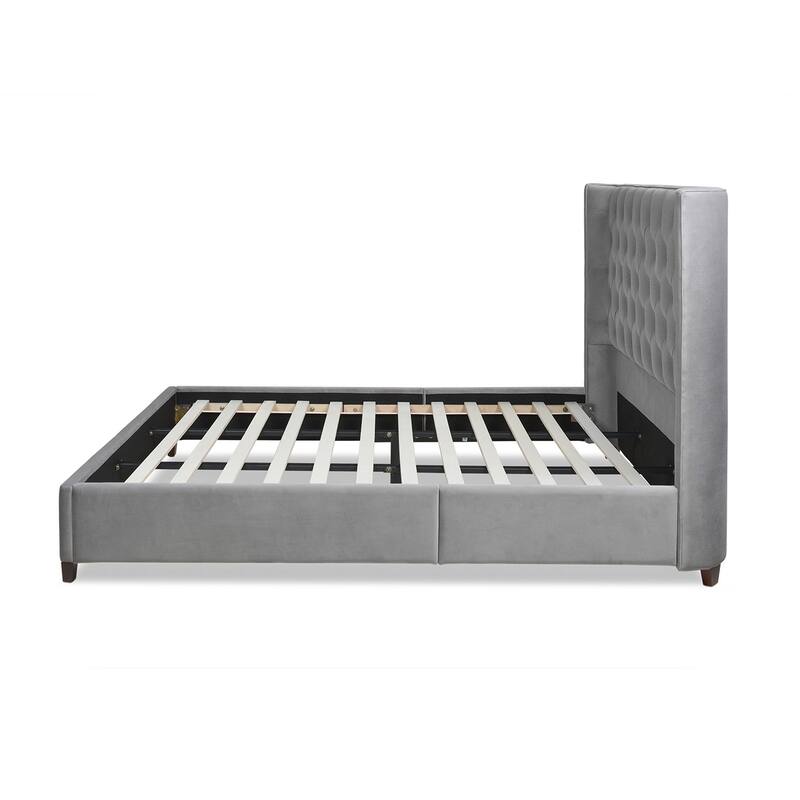 Manhattan Tufted Wingback Headboard King Platform Bed