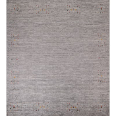 Silver Gray Striped Gabbeh Square Area Rug Handmade Wool Carpet - 9'7"x 9'7"