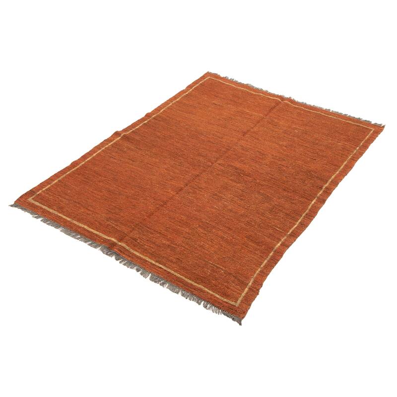 ECARPETGALLERY Flat-Weave Natural Copper Wool Tapestry Kilim - 4'11 x 6'3