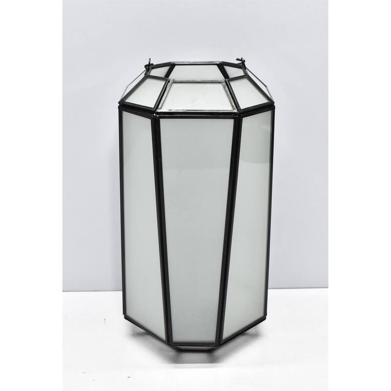 Candle Lantern Black Oxidized Iron & Glass H 12.7" - BLACK OXIDIZED