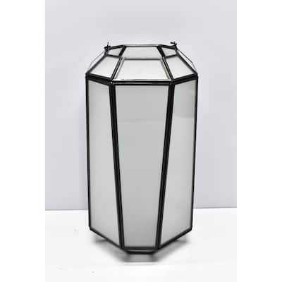 Candle Lantern Black Oxidized Iron & Glass H 12.7" - BLACK OXIDIZED