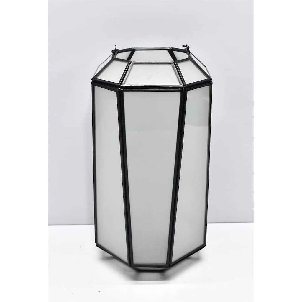 Candle Lantern Black Oxidized Iron & Glass H 12.7" - BLACK OXIDIZED