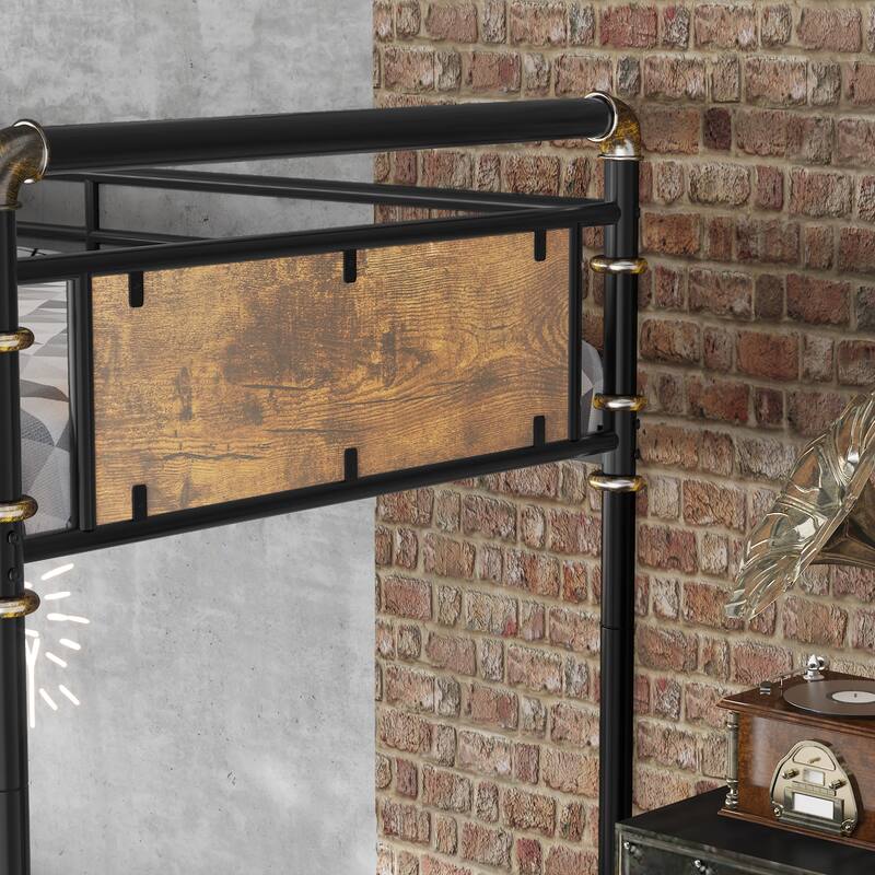 Heavy Duty Metal Quad Bunk Bed, Detachable Triple Bunk Bed, Converts to 3 Twin Beds, Black