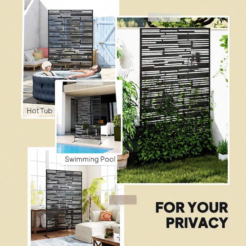 GDFStudio Outdoor Orin Steel Outdoor Privacy Screen with Trellis Function