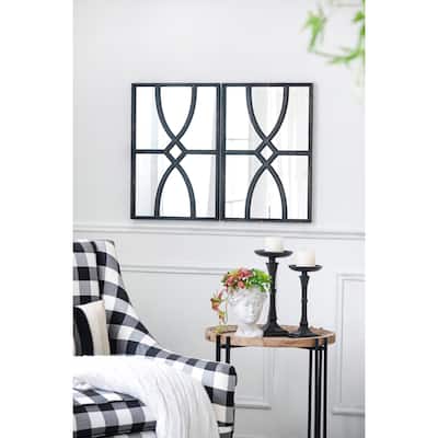 Rectangular Wooden Wall Mirror,Vertical or Horizontal(Set of 2)