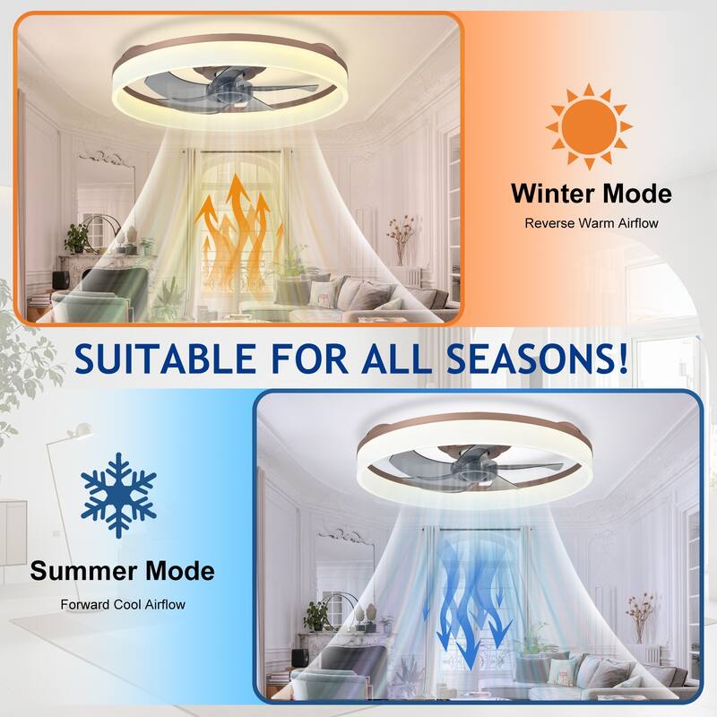 Ceiling Fan with Light: Low Profile, App Remote Control, 6-Speed, 3 CCT, Quiet DC Motor, Dimmable LED, 20" /16"