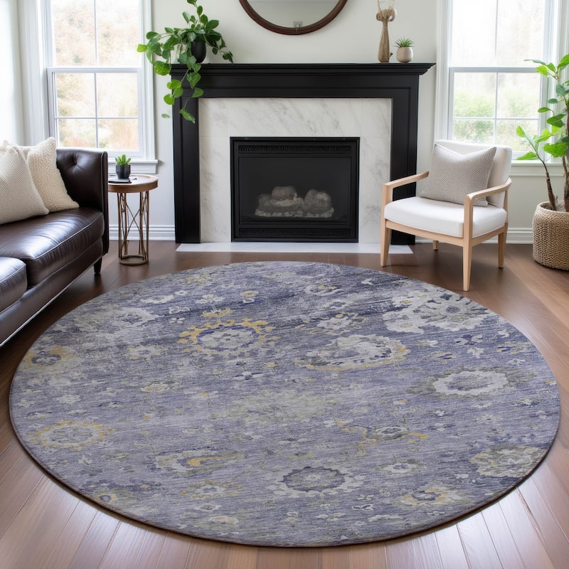 Premium Washable Super Soft Traditional Vintage Mayfield Rug - Lavender - 8' x 8'