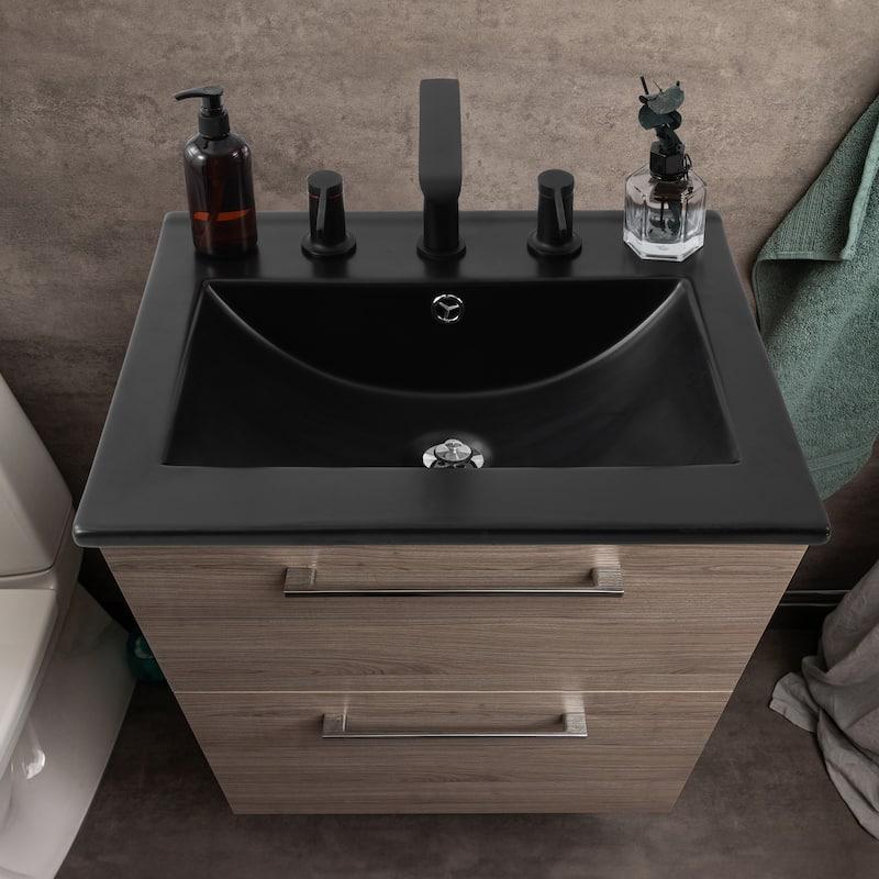 Aubert 3-Hole Classic Contemporary Rectangular Ceramic Single Sink Basin Vanity Top, by JONATHAN Y