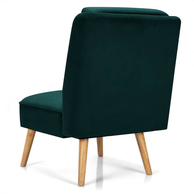 Velvet Accent Chair with Rubber Wood Legs for Living Room - 29.5" x 23.5" x 35" (L x W x H)