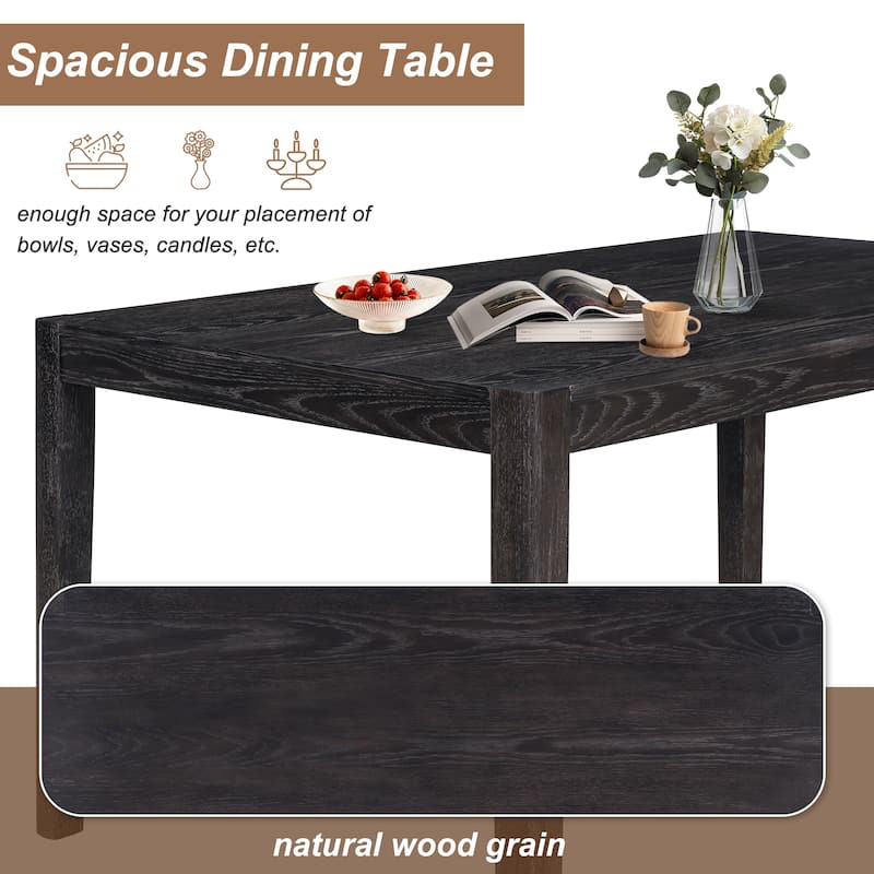 7-Piece Retro Dining Set for Six - Rectangular Wood Table & Upholstered Chairs‌