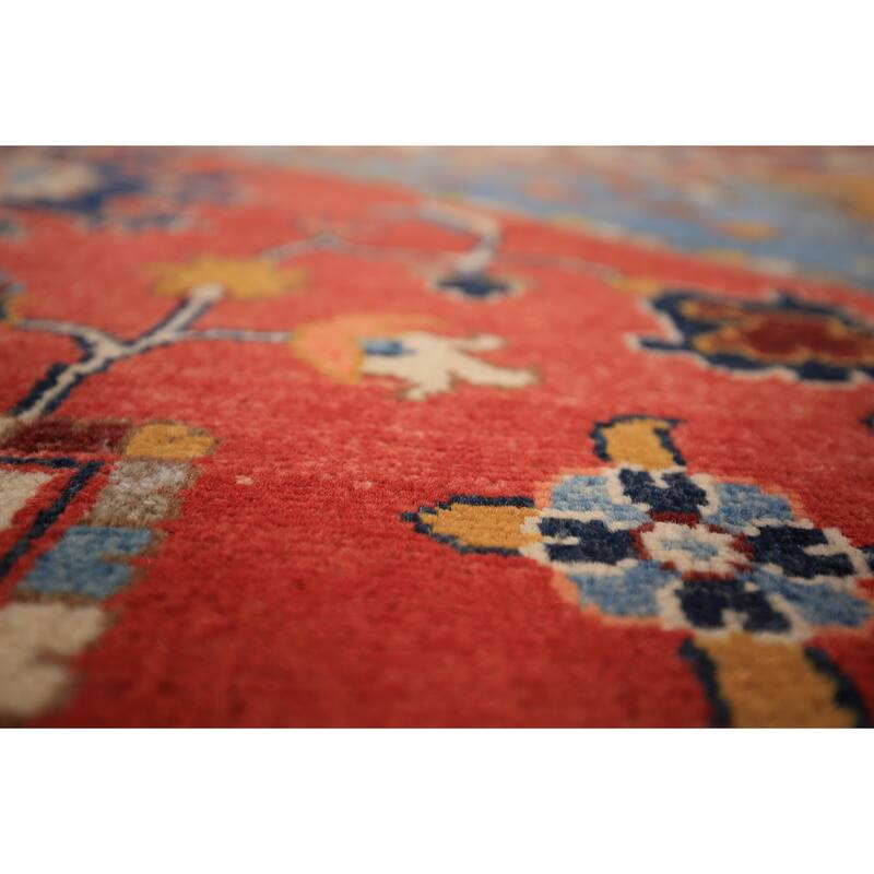 Vegetable Dye Heriz Serapi Area Rug Handmade Orange Wool Carpet - 9'2" x 11'10"