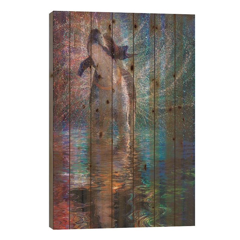 Canis Arcus Print On Wood by Iris Scott - Multi-Color - 40x26x1.5