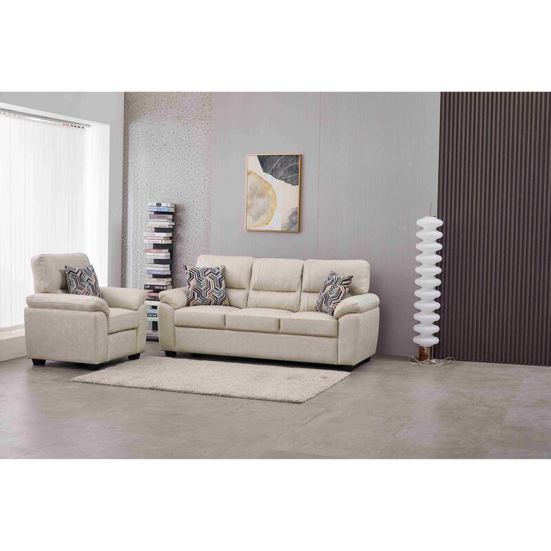 Faux Leather Living Room Set - Beige