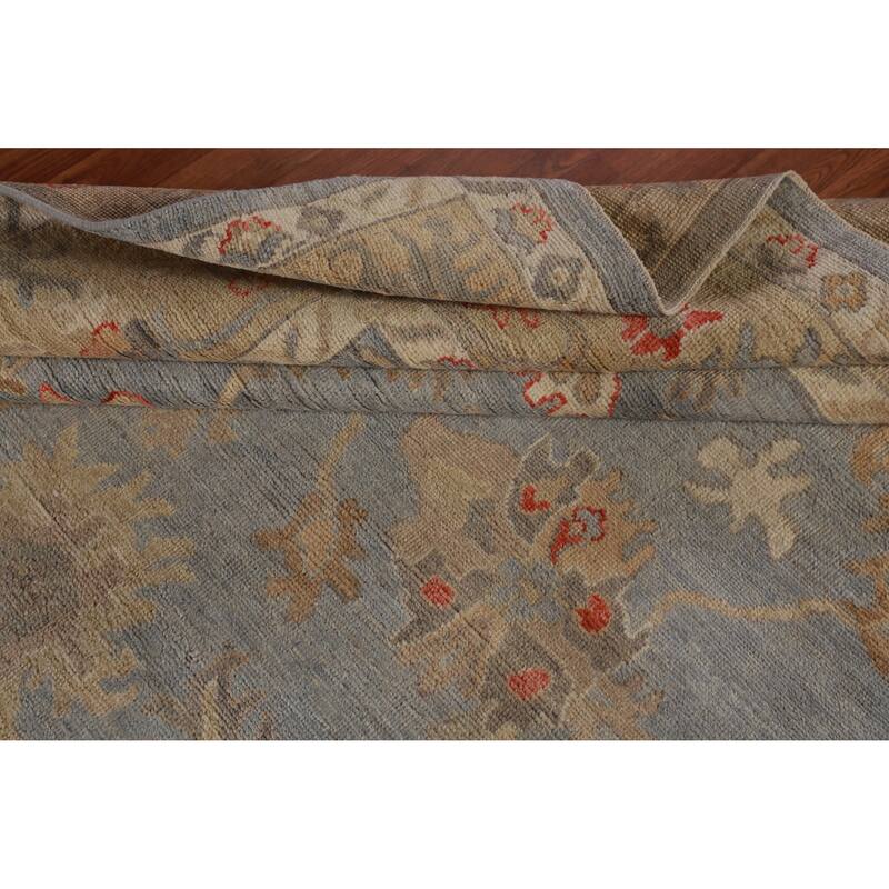 Hand Knotted Oriental 100% Wool Carpet Transitional All-Over Navy Blue & Blues Oushak Area Rug - 10' 0'' X 8' 1''