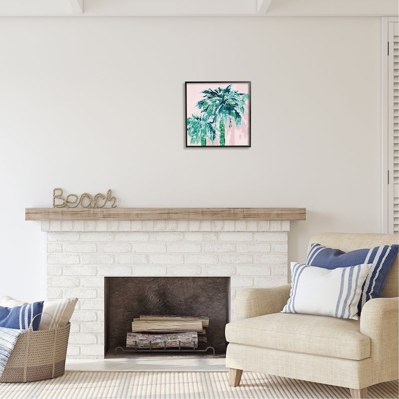 Stupell Modern Green & Pink Palms Framed Giclee Art Design by Jane Slivka