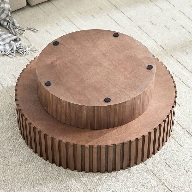 31.49'' Round Coffee Table with Storage Small Coffee Table for Apartment