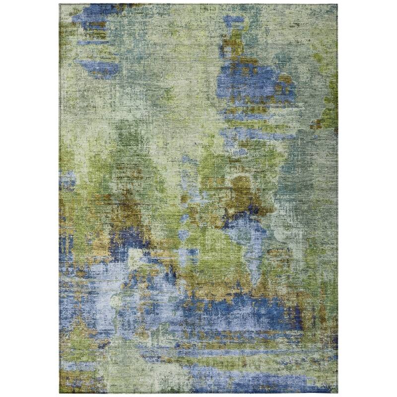 Machine Washable Indoor/ Outdoor Abstact Contemporary Chantille Rug