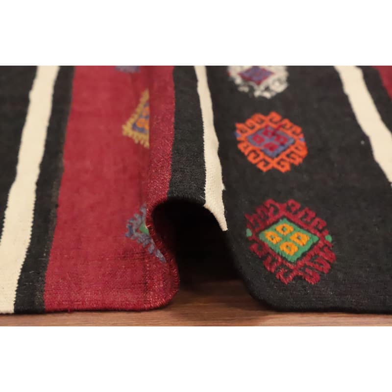 Hand Woven Oriental 100% Wool Carpet Southwestern Tribal Red Kilim Area Rug - 10' 8'' X 5' 11''