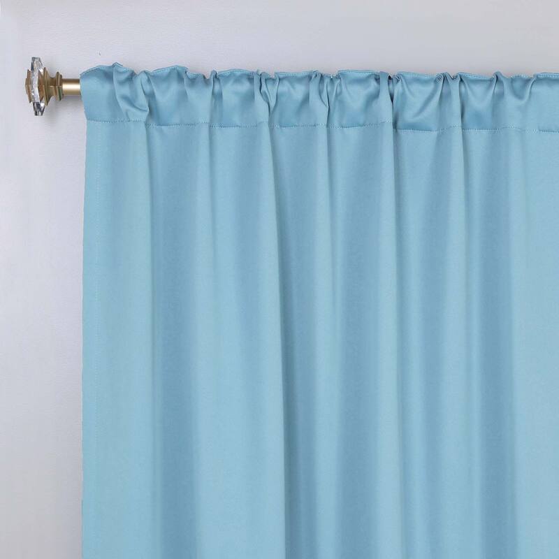 Superior Solid Machine Washable Room Darkening Curtains with Back Tabs, Set of 2