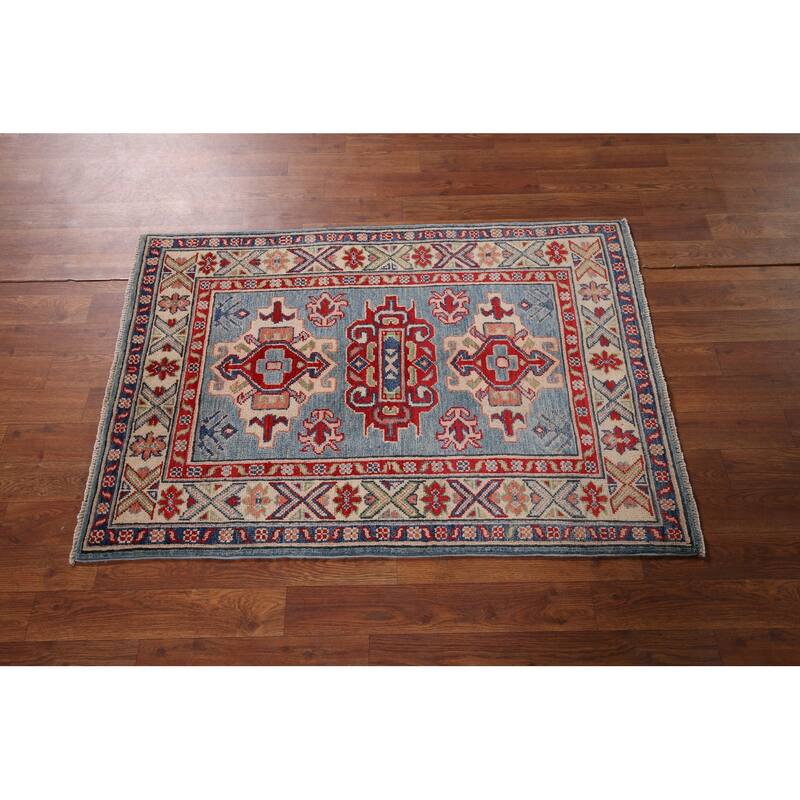 Kazak Accent Rug Handmade Foyer Wool Carpet - 2'7" x 3'10"