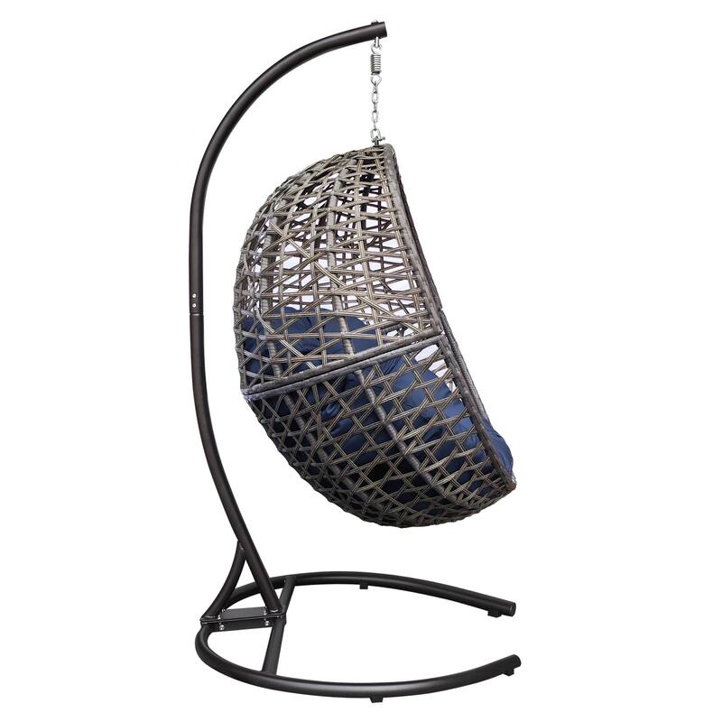Outdoor Patio Wicker Tear Drop Shape Hammock Chair with Cushion