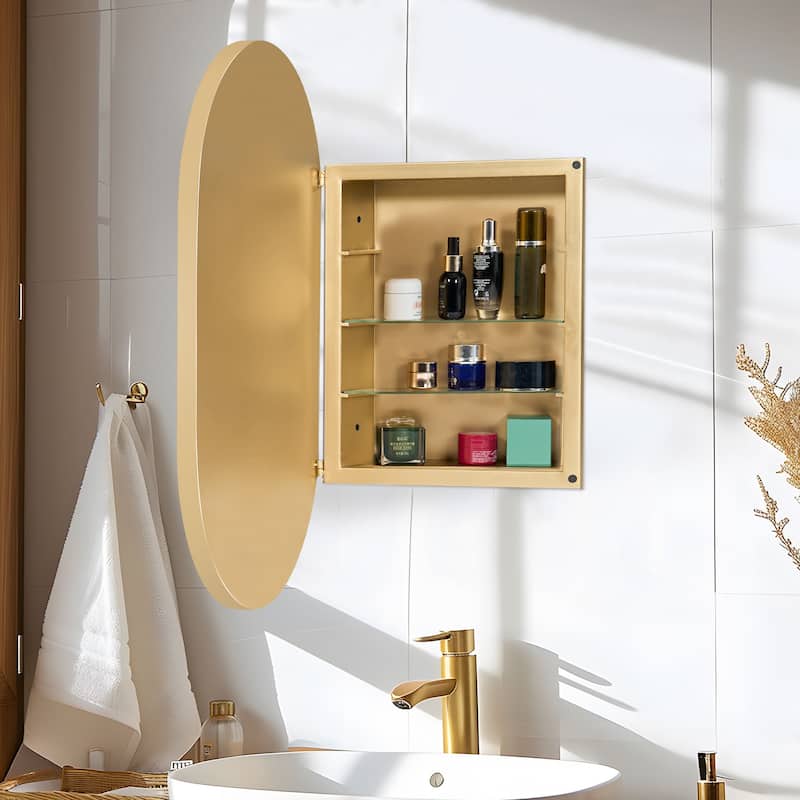 34"H x 21"W Recessed Framed Medicine Cabinet with Mirror