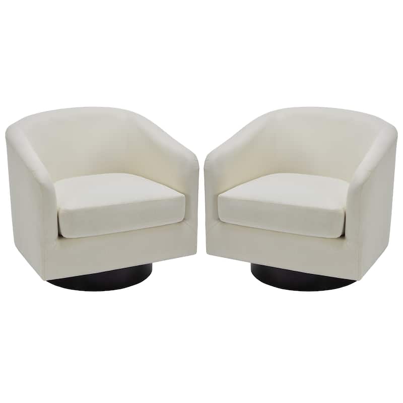 Modern Round Swivel Accent Chair Set of 2 Barrel Chair for Living Room