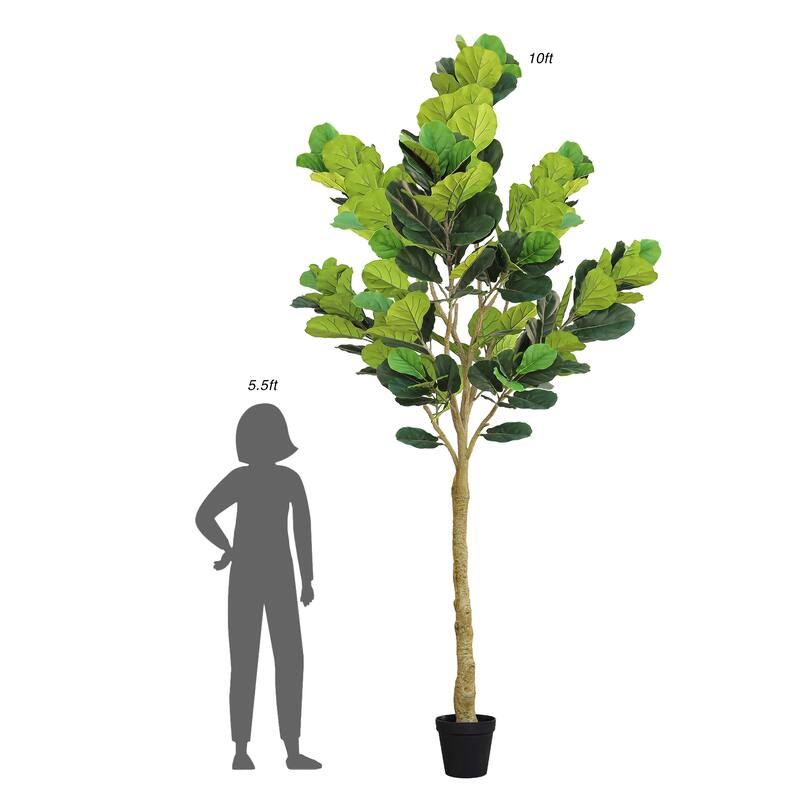 10ft Deluxe Real Touch Artificial Fiddle Leaf Fig Tree in Black Pot - 120" H x 45" W x 45" DP