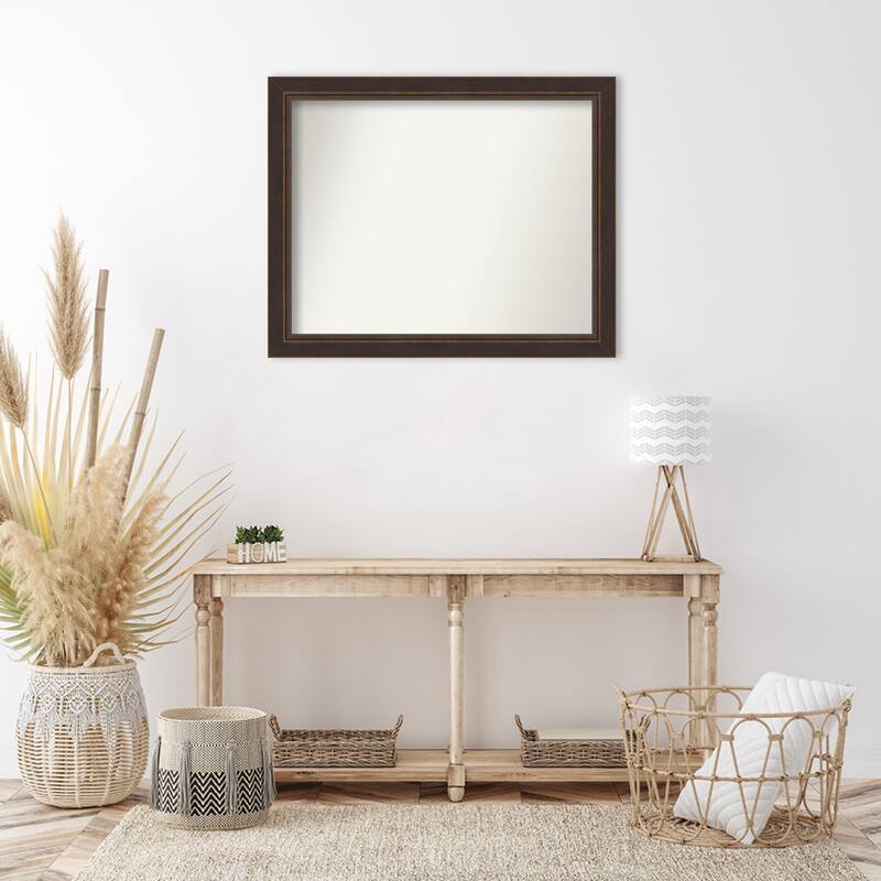 Lara Bronze Framed Non-Beveled Custom Wall Mirror, Bathroom Vanity Mirror