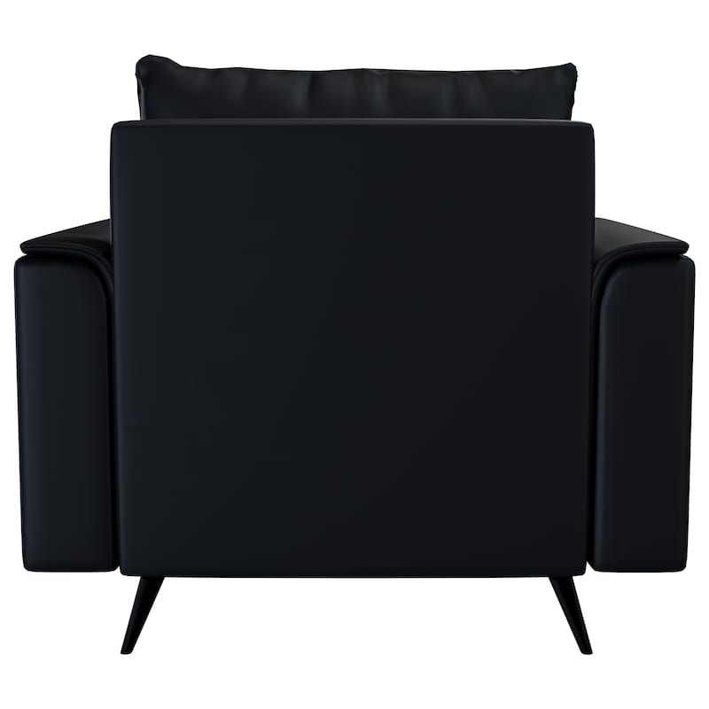 Rusk Leather Upholstered Single-Seater Sofa Couch with Steel Legs and Removable Cushions for Home Office Living Room & Bedroom