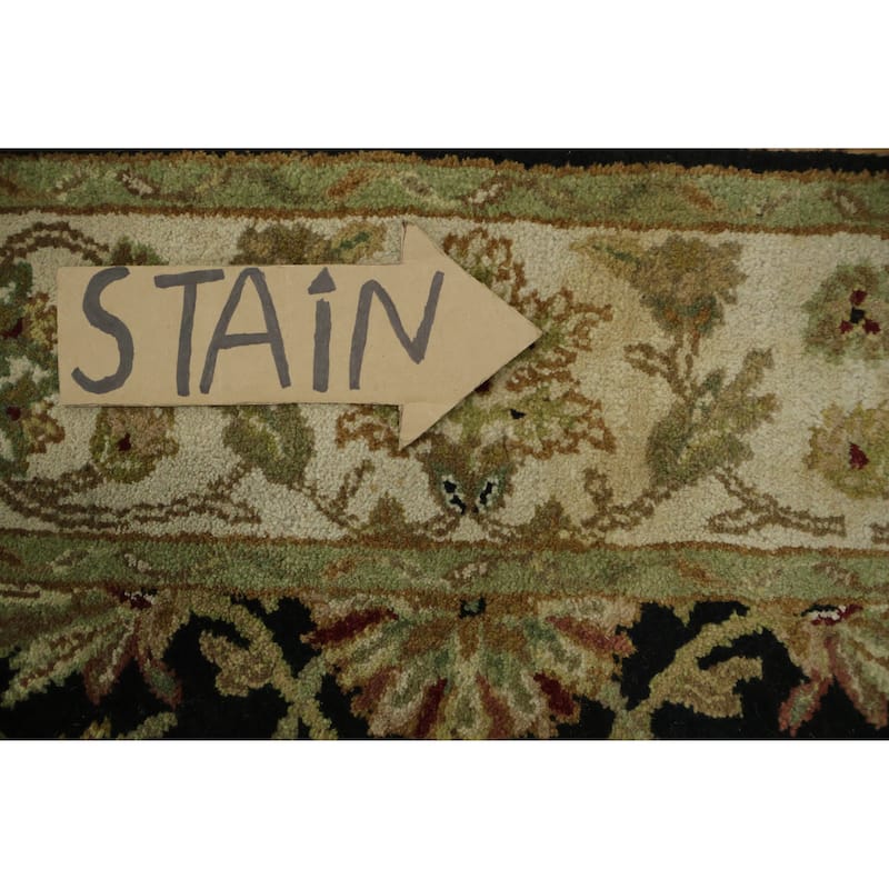 Hand Knotted Oriental 100% Wool Carpet Traditional Floral Black Agra Area Rug - 6' 4'' X 4' 1''