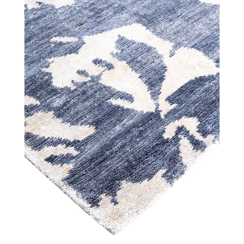 Modern One-of-a-Kind Hand-Knotted Area Rug, Blue - 9' 3" x 12' 0"